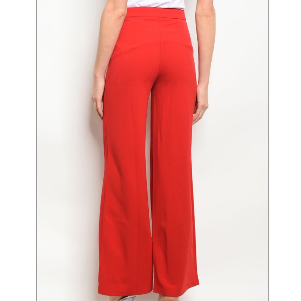 LAST PAIR! Red high waisted wide leg Pants - Picture 4 of 4